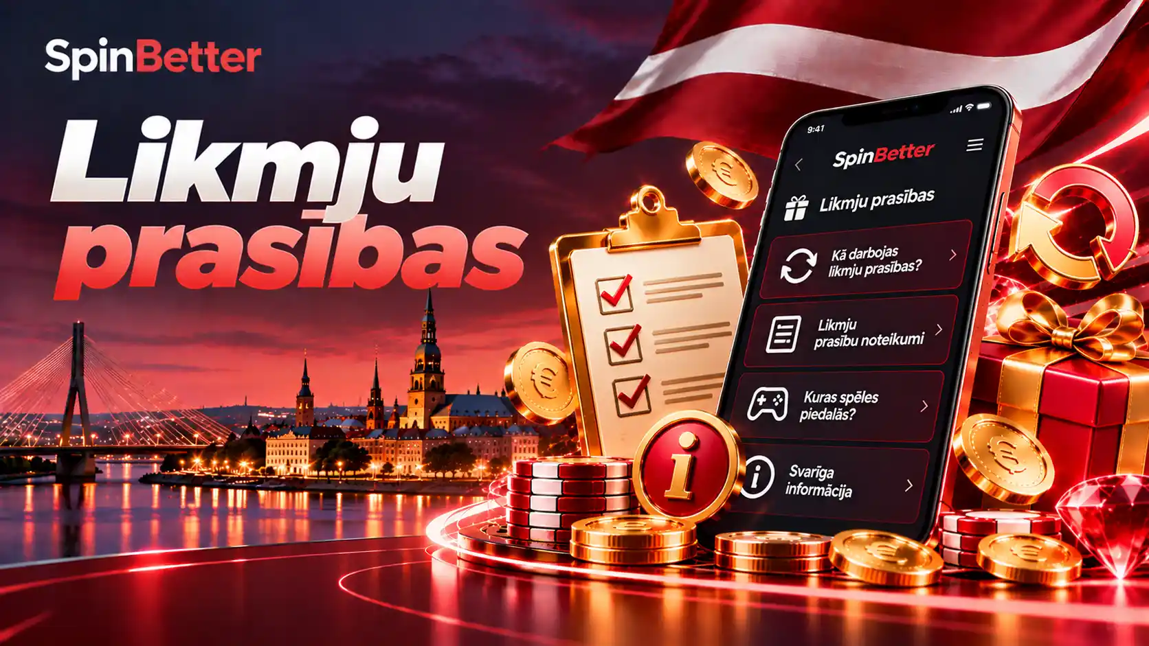 SpinBetter likmju prasību sadaļa telefonā: kā darbojas, noteikumi, spēles, svarīga informācija